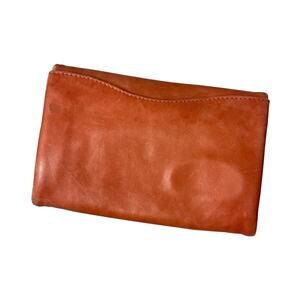 Anthropologie Wallet Coral Womens Folding Smooth Leather 7x5.5in